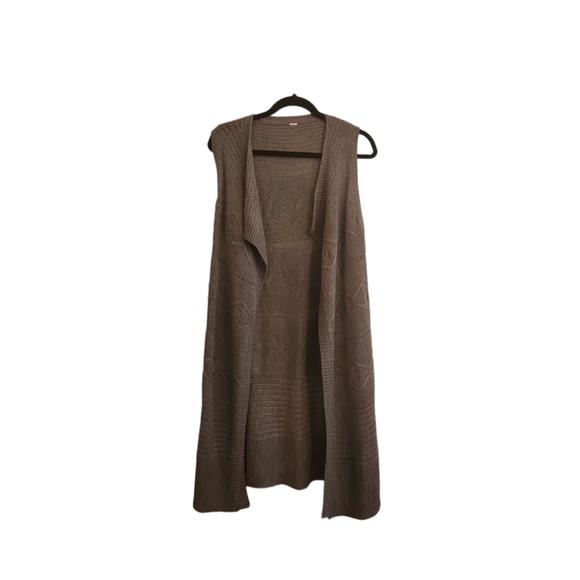 Sweater Vest Gray Open Front Cable Stitch Size S - Picture 1 of 5